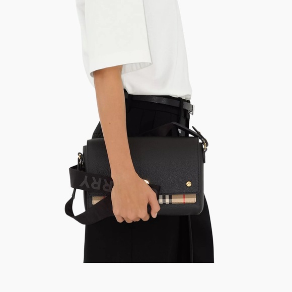 Burberry Medium Note Leather & Vintage Check Crossbody Bag - Picture 2 of 12